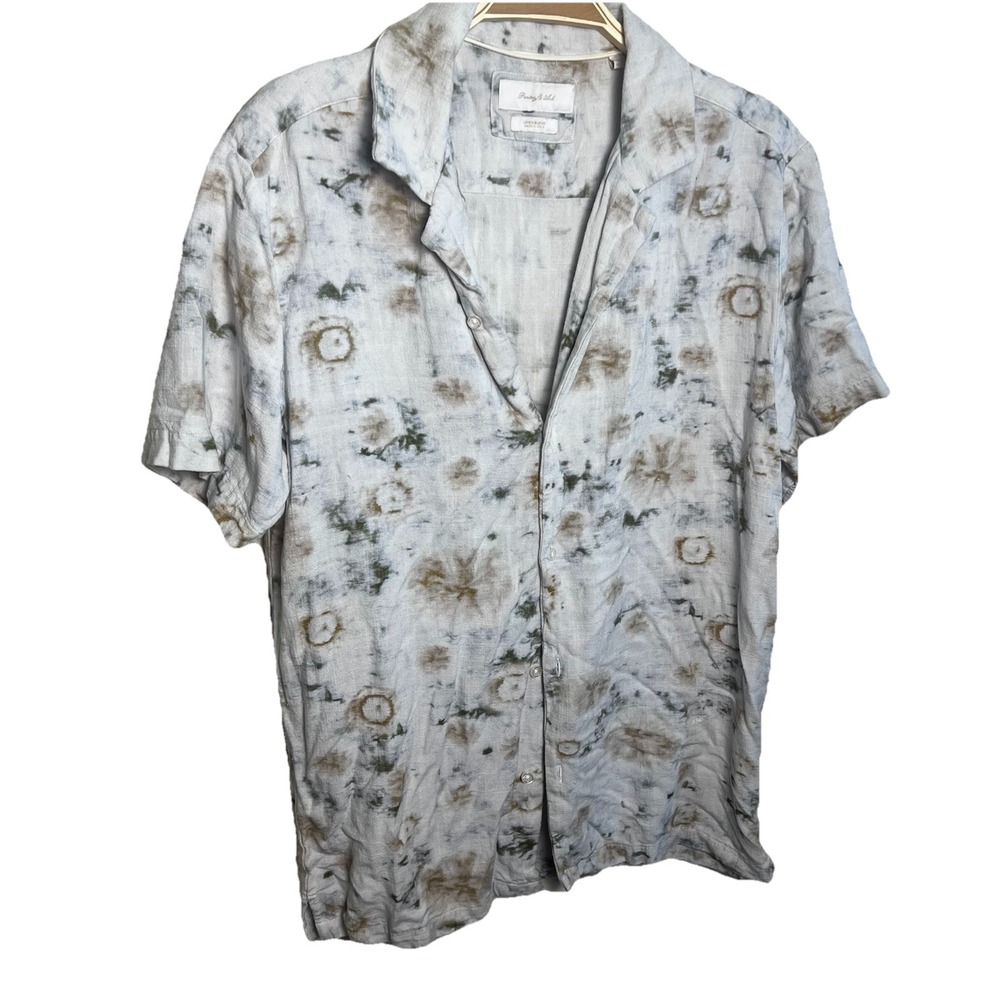 Porter & Ash Shirt Mens Small Linen Blend Toe Dye Button Up Summer Casual Resort